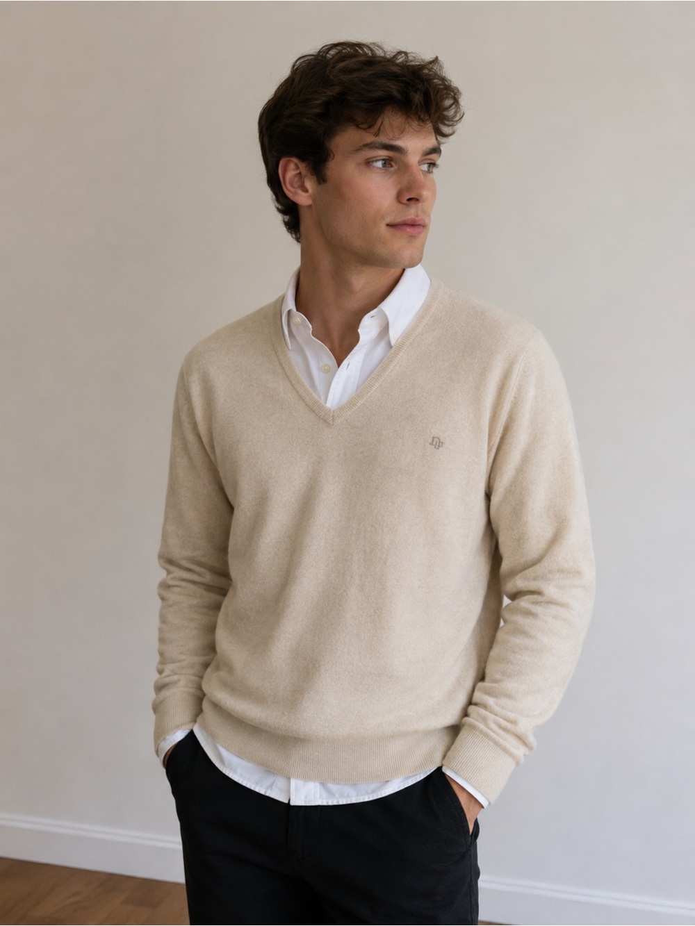 Vintage Christian Dior Cream V-neck Sweater